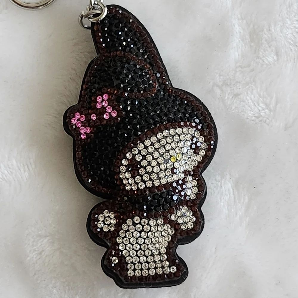 Kuromi Black and Pink Bow Keychain Bag Charm